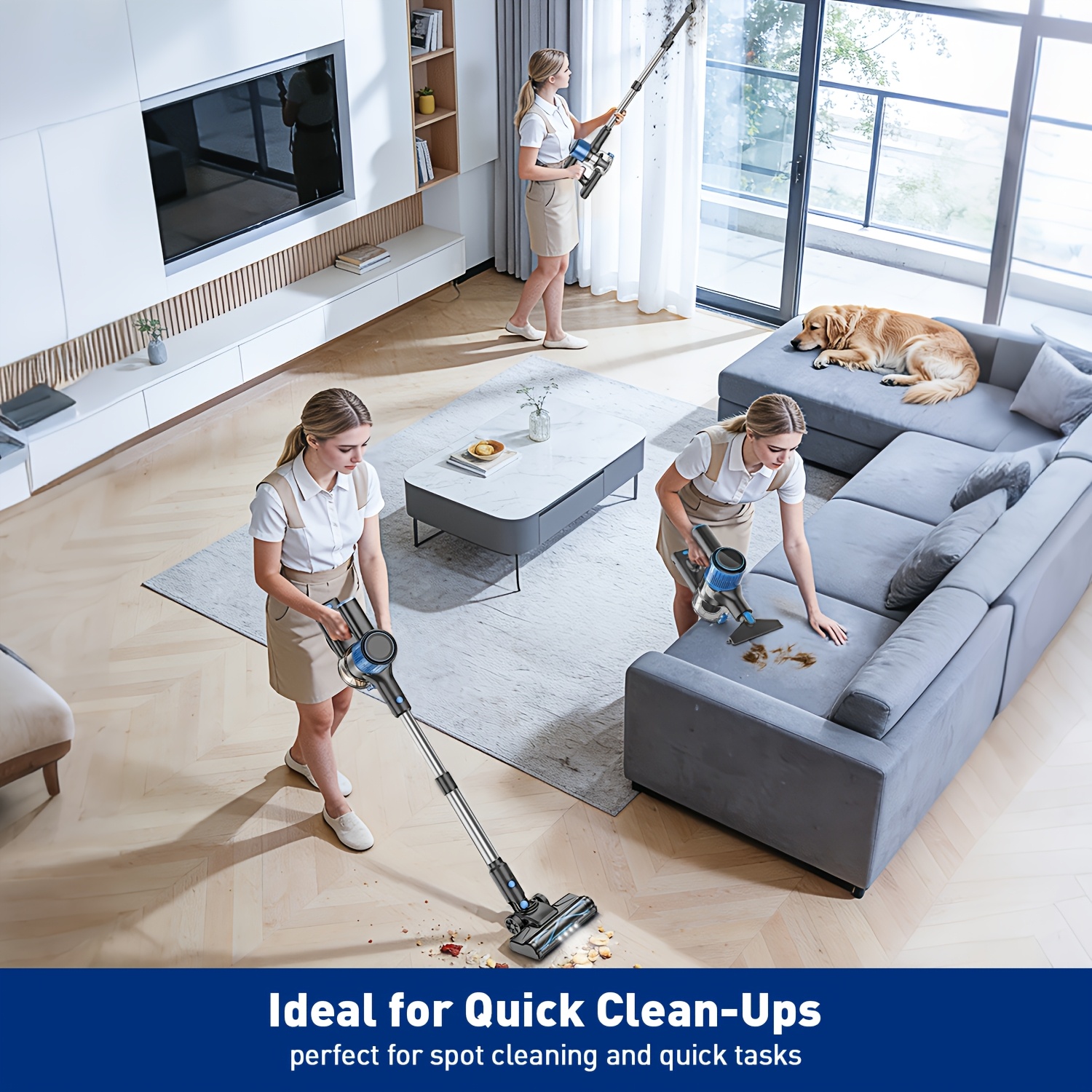 Cordless Vacuum Cleaner with Anti-Tangle Floor Brush