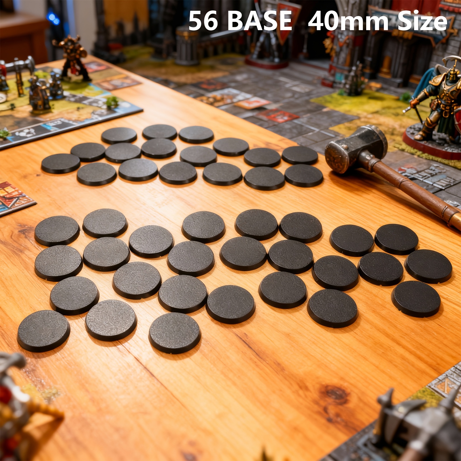 TEMU 56 bases rondes pour modèles miniatures - Tailles assorties 25 mm/28,5 mm/40 mm - Additions durables en plastique pour jeux de table de guerre,