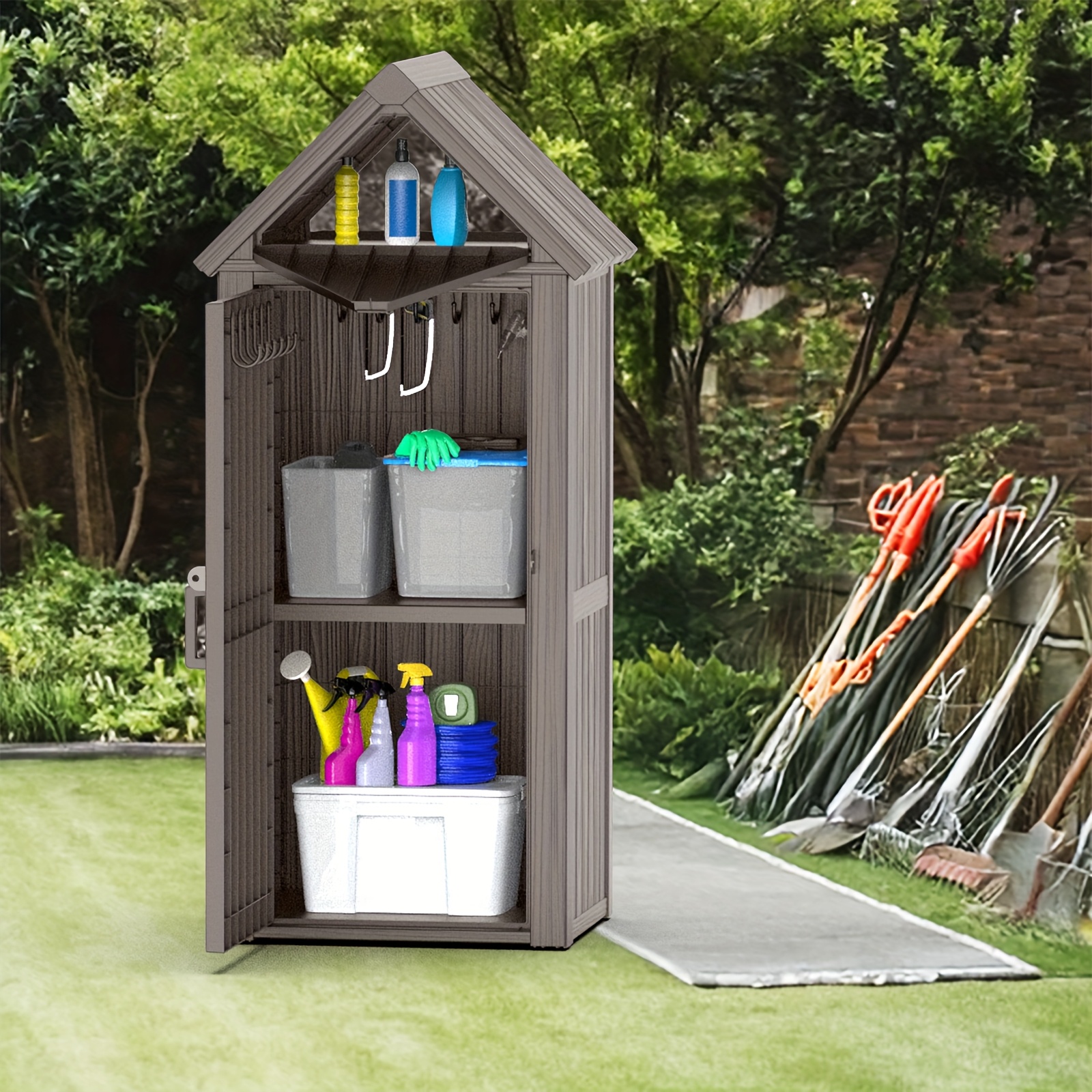heavy duty resin outdoor storage shed secure lockable Temu