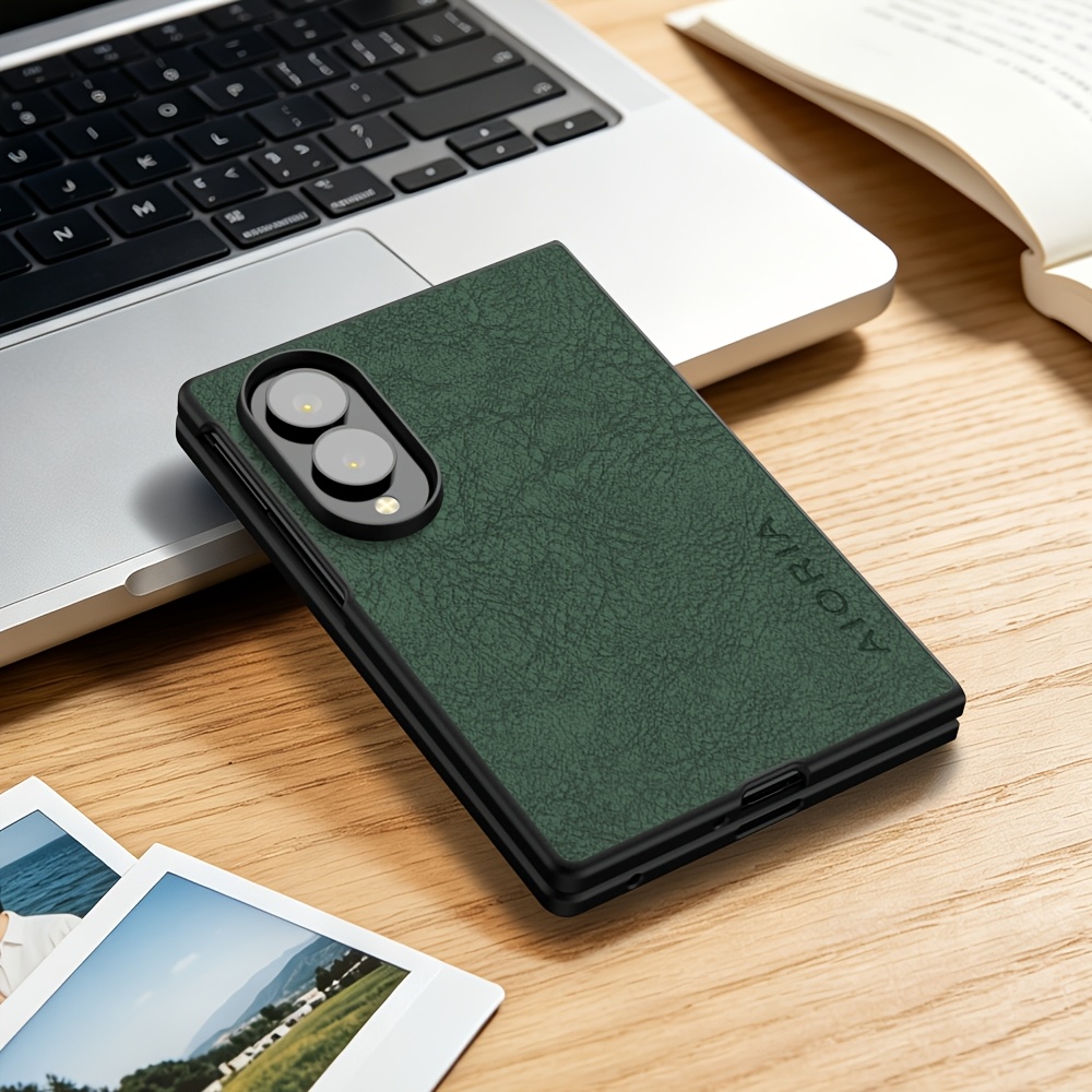 TEMU Phone Case - Luxury Retro Faux Leather Phone Case For Galaxy Z Fold 8 Ultra Matte Soft Bumper Hard Back Cover Fashion Protective