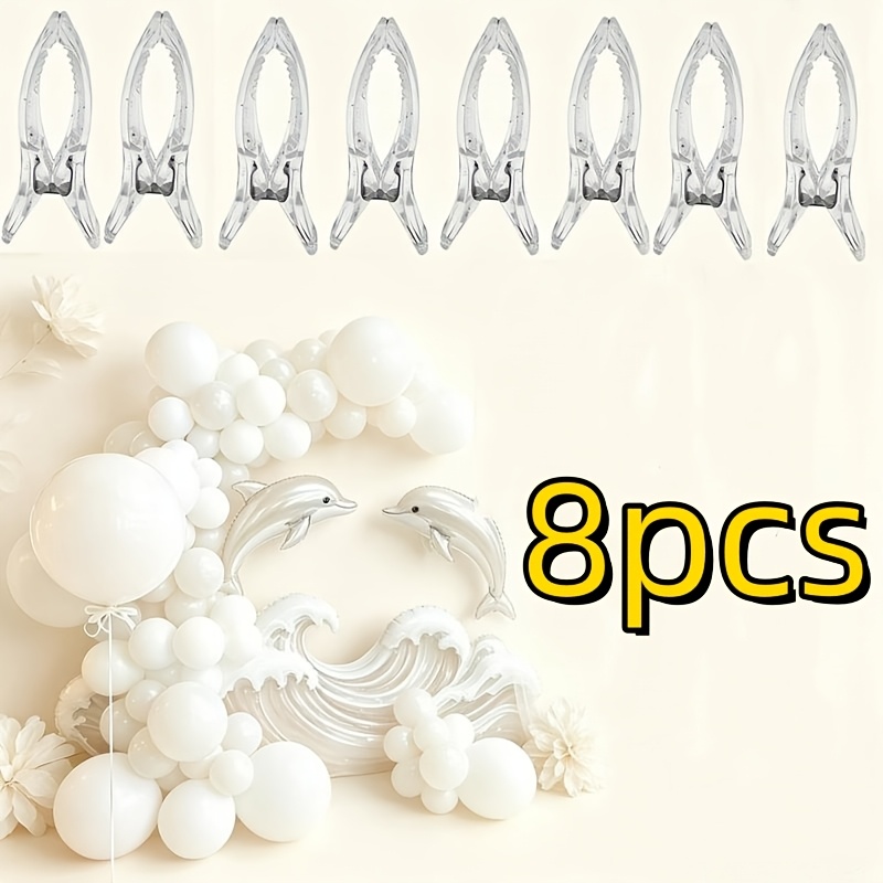TEMU 8pcs Heavy-duty Transparent Plastic Spring Clips, Sturdy High-load Multi-functional Clamps, Suitable For Balloon Arch Setup, Birthday Party