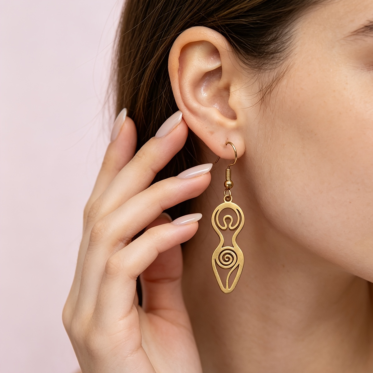 Women's Wicca Spiral Goddess Fertility Dangle Earrings