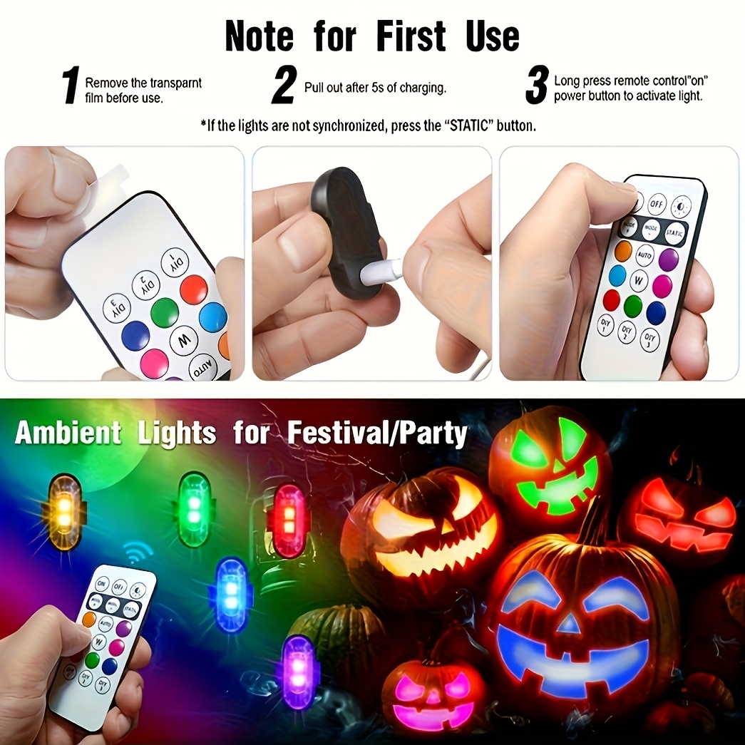 6-Pack Remote Control Decorative Lights with USB Charging