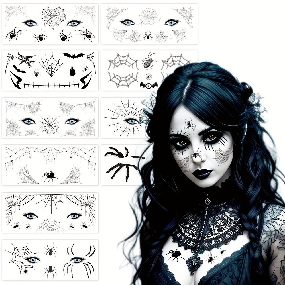 

10pcs Halloween Spider Tattoos - , Kit For