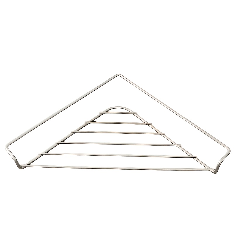 TEMU 1pc Stainless Steel Draining Rack For Corner Space, Triangular Design, Suitable For Sink Corners, Multi-functional Kitchen Storage Rack With