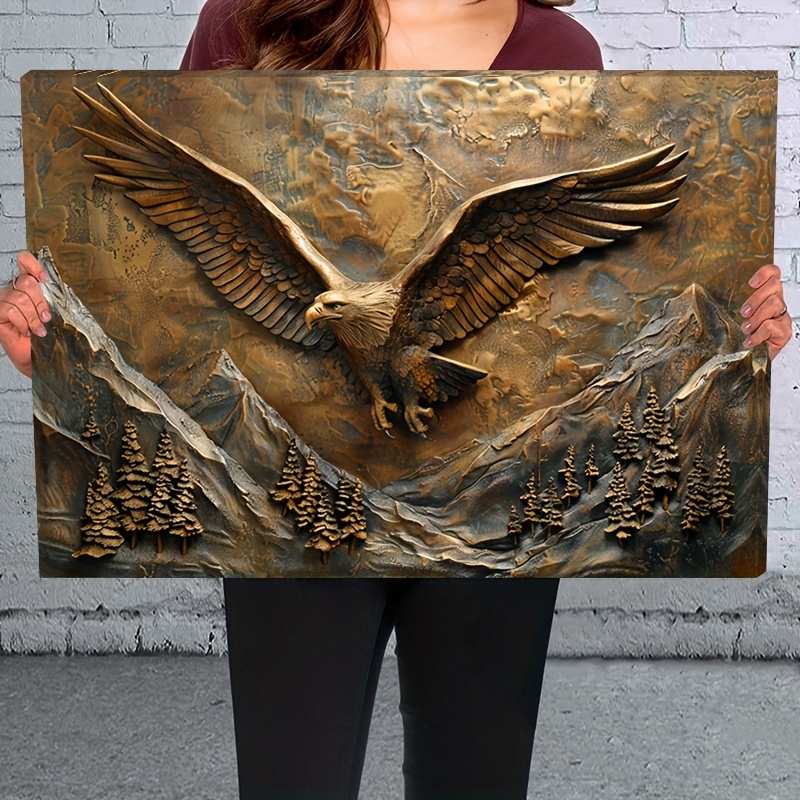 

1pc 2d Wooden Framed Canvas Painting Eagle Wall Art Prints For Home Decoration, Living Room & Bedroom, Festival Party Decor, Gifts, Ready To Hang