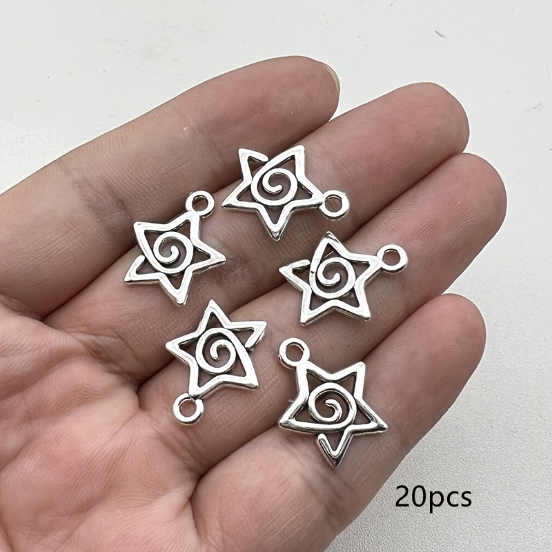 Image of 20pcs Vintage Silvery Charm Pendant Diy Handmade Make Earrings Bracelets Necklaces Ornaments Accessories 17x22mm