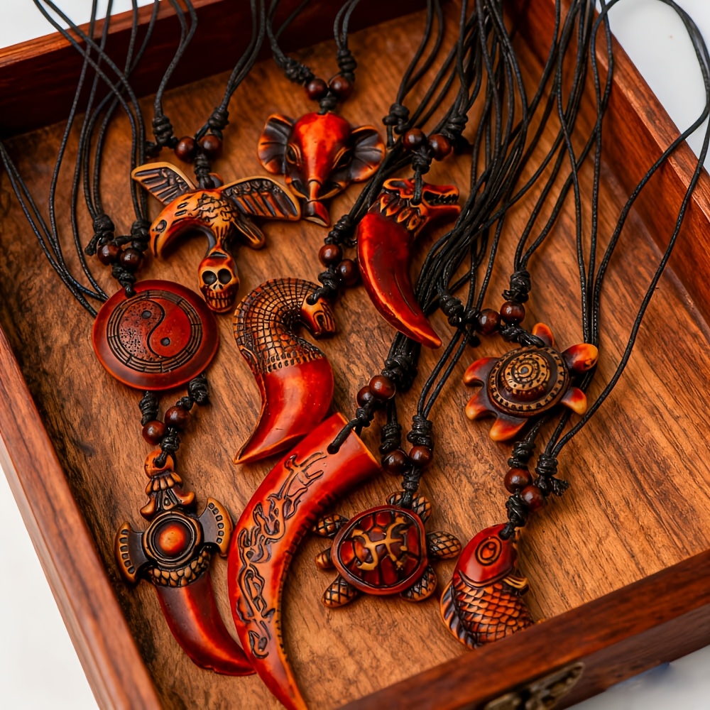8pcs Retro Punk Gothic Necklace Set, Adjustable Rope