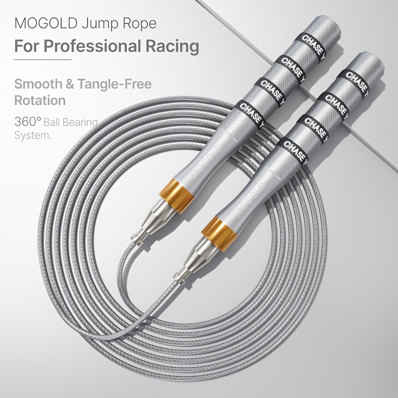 TEMU 1pc Mogold Adjustable Jump Rope With Aluminum Alloy Handle - Heavy-duty Speed Rope Suitable For Adults & Students, Portable For Gym, Cardio