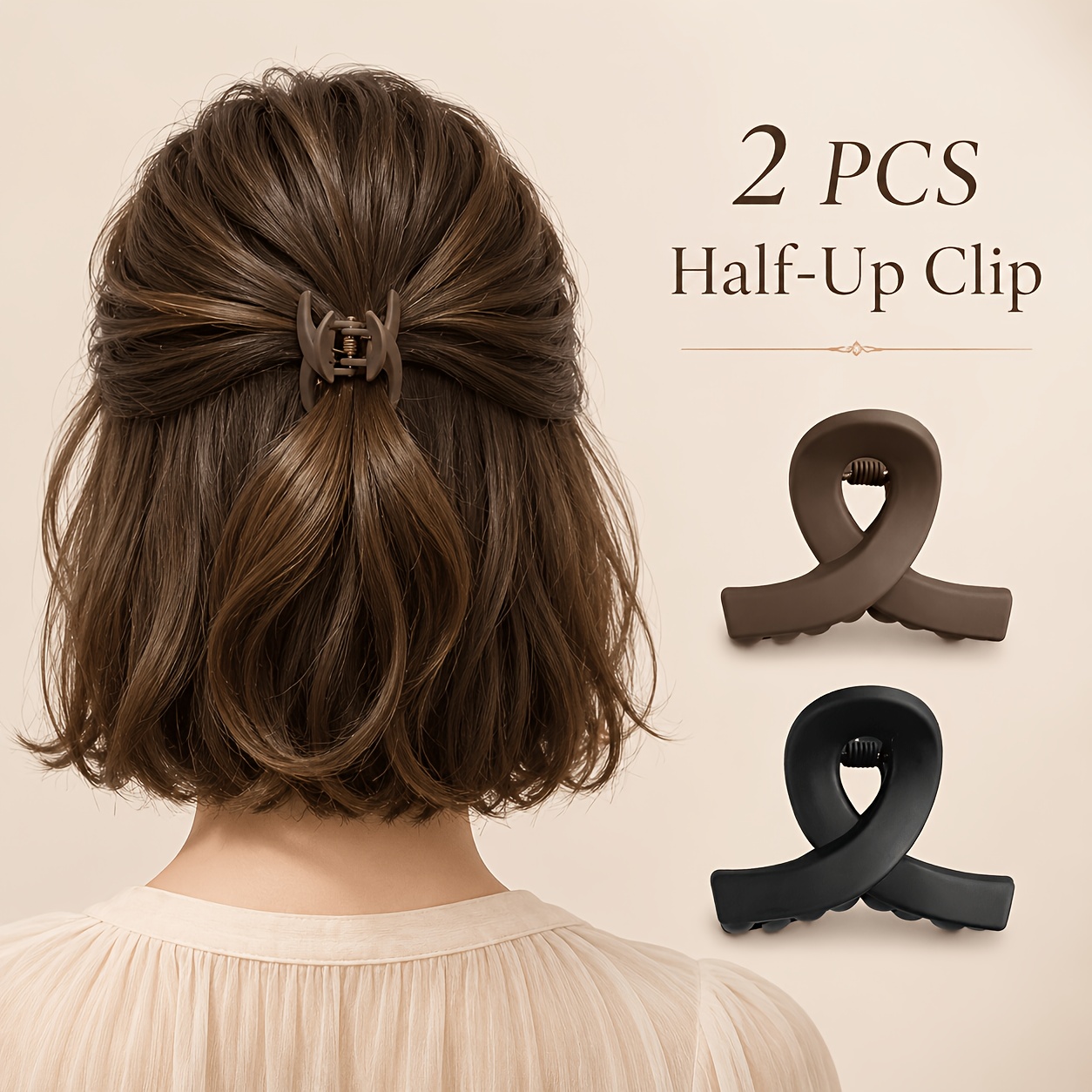 TEMU 2pcs New Half-tied Hair Clip, Back Of Head Hair Accessory, Essential Grab Clip For Women's Short Hair Transition Period, High-end Back Of Head