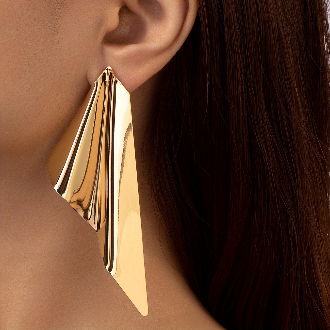 

Versatile Exaggerated Statement Earrings Golden Color Ear Piercing Jewelry Accessory Party Favors