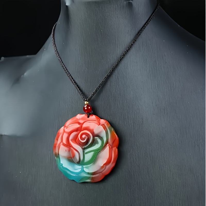 Elegant Large Rose Pendant Necklace in Vibrant Colours