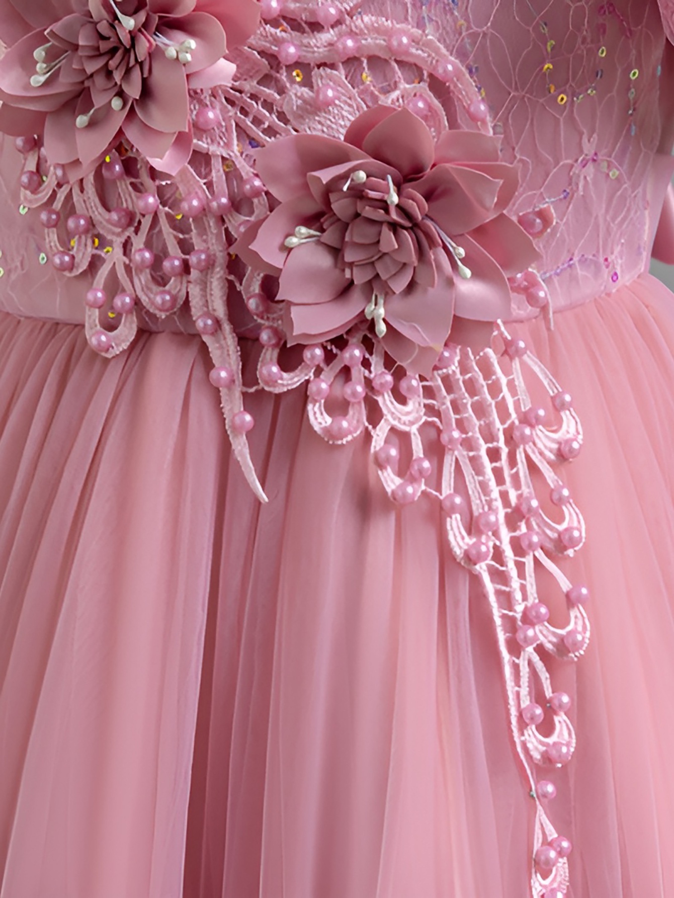 birthday party dress bubble sleeve floral sequin - Temu