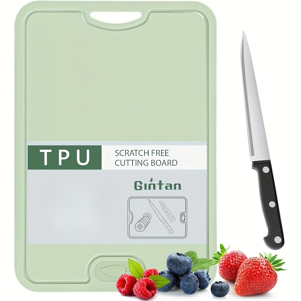 

Flexible Tpu Cutting Board With Knife And Juice Groove, Bpa Free Flexible Chopping Boards For Kitchen Dishwasher Safe Handle