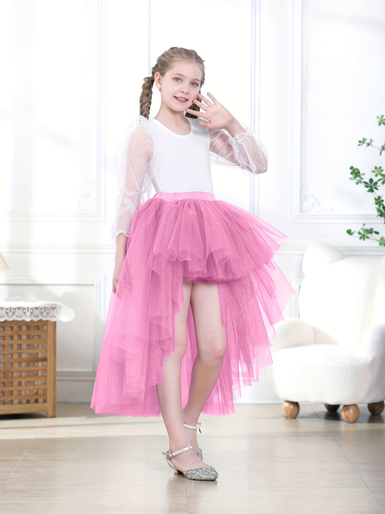 Girls Three Layer Elastic Waist Tulle Tutu Skirt Dancing Temu Canada