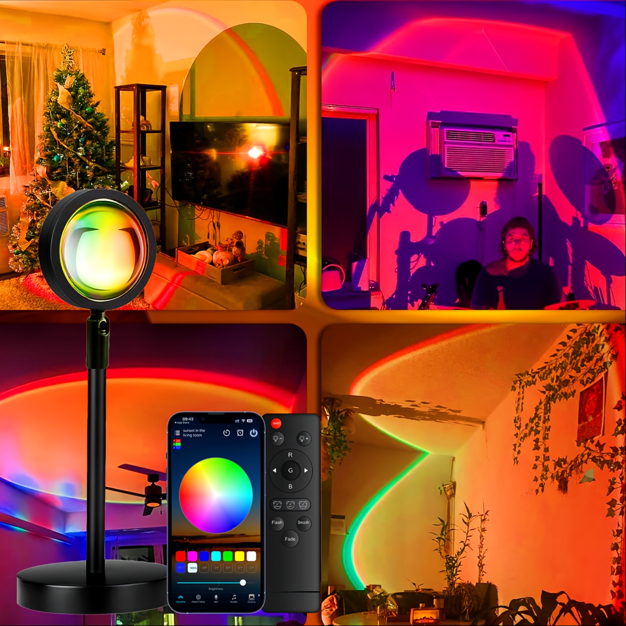 Pxiryanlow 1pc LED Sunset Ambient Lamp Night Light,USB Warm Ambient Light,Projector Birthday Party Decoration Portable Mood Light For Bedroom Living,Lighting And Ceiling Fans