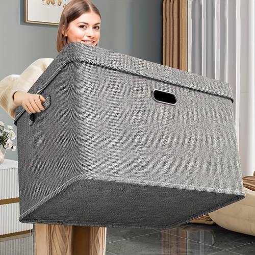 1 high quality large capacity foldable storage box with lid featuring a removable and washable lid and serving as a storage organizer or basket
