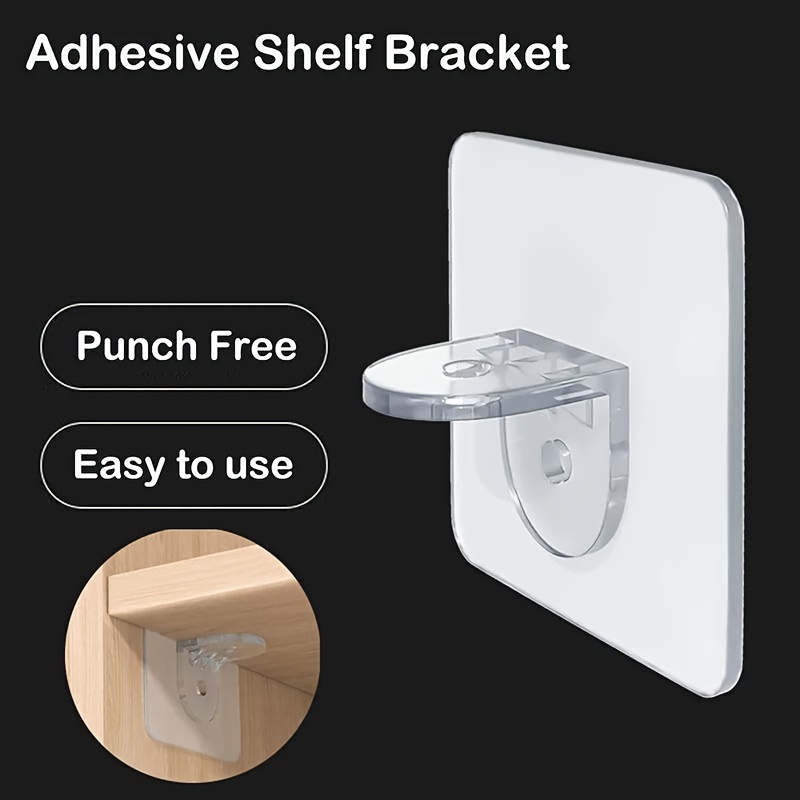 

10pcs Easy-install Adhesive Hooks & Shelf Brackets - No-drill, Seamless Design For Closet Organization Shelf Liners For Cabinets Non Adhesive