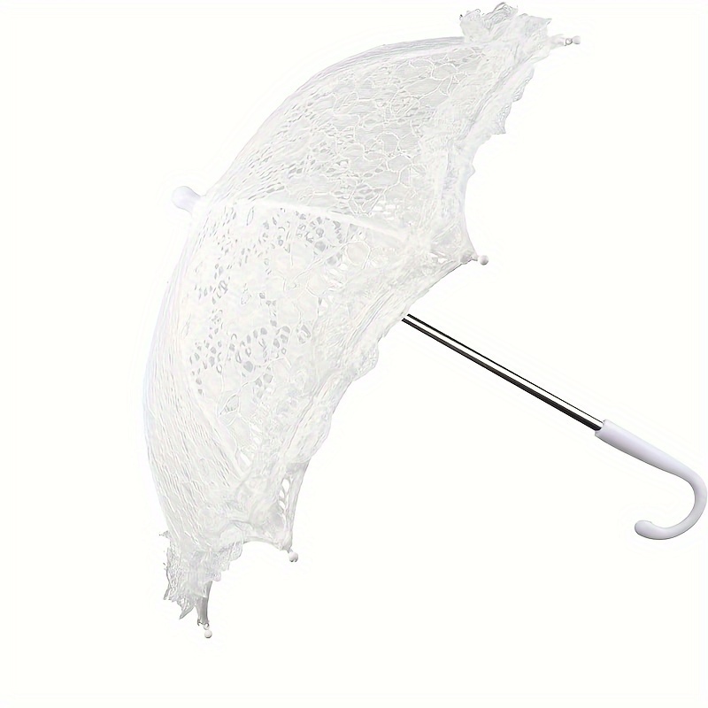 

Elegant European-style White Lace Sun Shield For Weddings, Celebrations, And Special Occasions - Princess Theme, Fabric/metal, Ideal For Photography Accessories & Event Supplies - 1pc