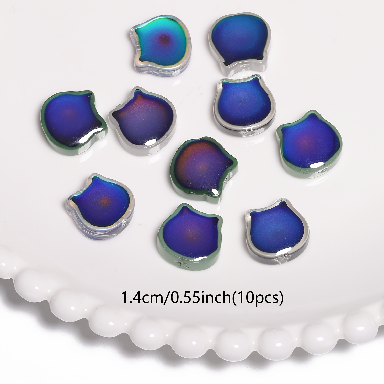 E-shop 10 Stk. temperaturempfindliche (-empfindliche) farbwechselnde Katzenkopf-Perlen – Lampwork-Anhänger für DIY-Schmuckherstellung, Armbänder &