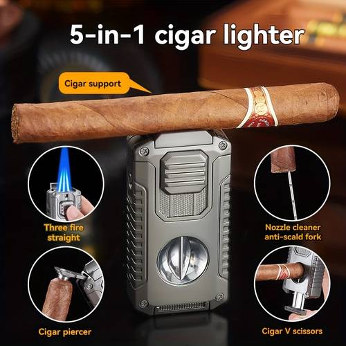 cigar lighter butane refillable lighter holder all in one lighter stylish mens gift refillable cool butane lighter for travel outdoor candles butane not included
