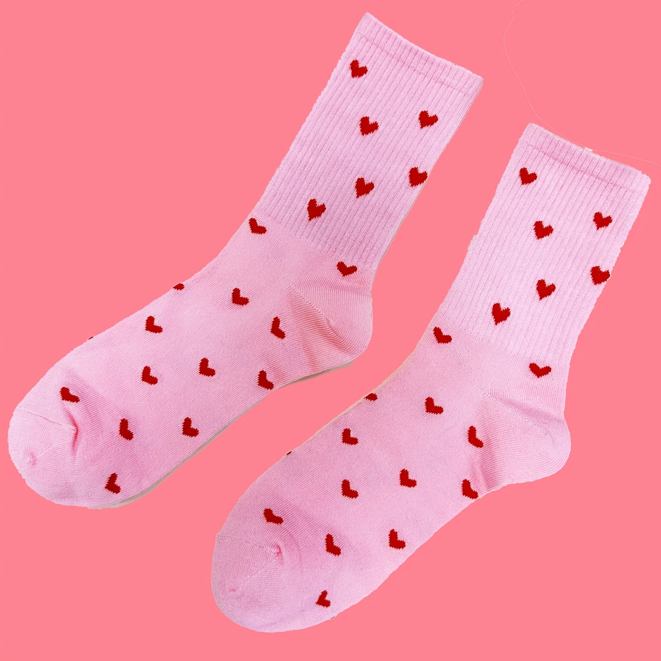 TEMU 1 Pair Cute Socks Socks Heart Pattern Socks Sweet Socks For Women Socks For Friend Gift For Birthday Casual Socks For Daily Wear Winter Warm Socks Trendy Socks Lovely Socks
