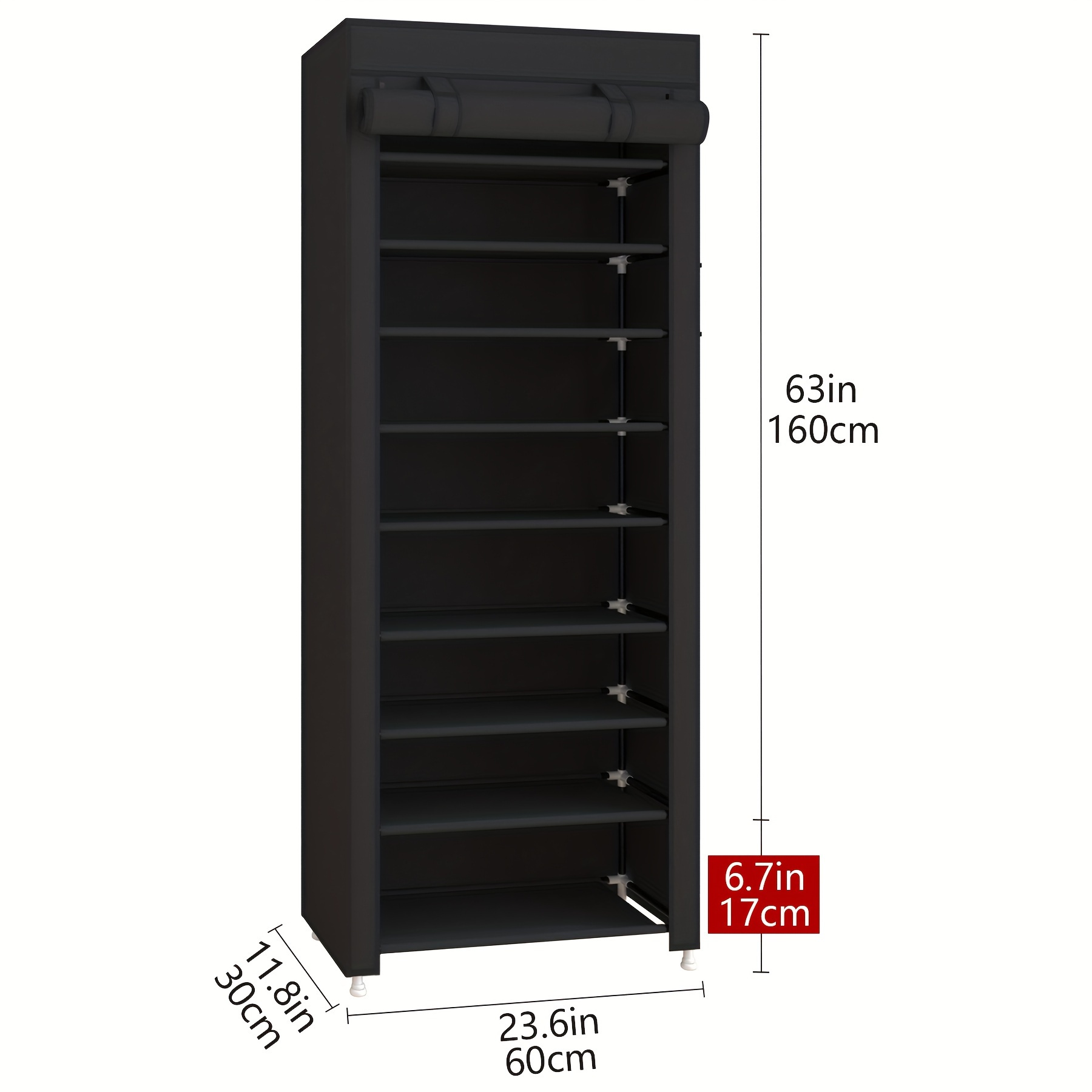 TEMU 1pc 10-tier Large Capacity Shoe Rack, 9pcs Mesh, Tube Diameter 12mm Shoe Rack, Space- Entryway Rack, Easy To Assemble, Suitable For Home Shoe