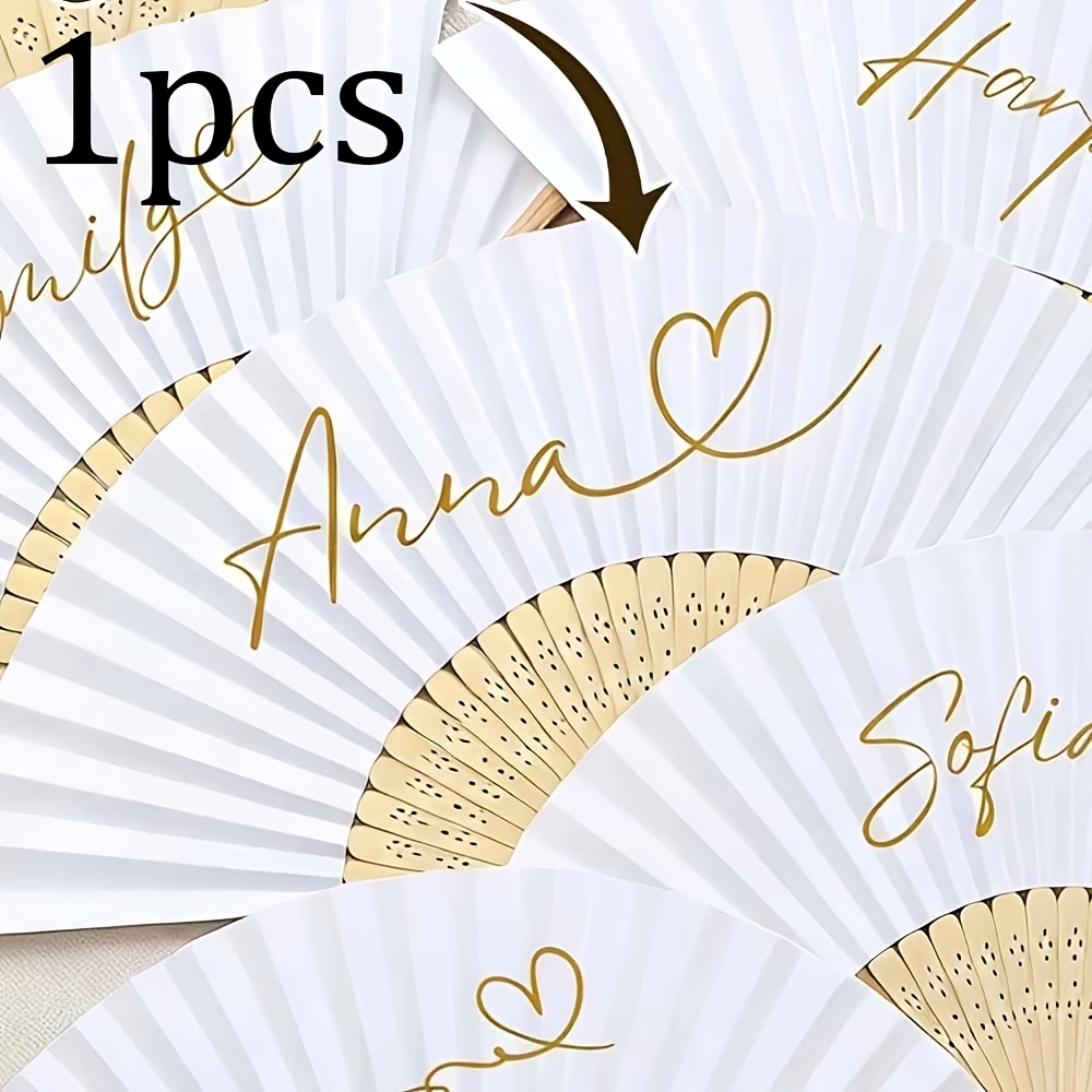 Custom Wedding & Party Fans - Retro Folding Handheld Suitable For , Lightweight Foldable Cooling Fans With Custom Text/ For Bridesmaid Gifts, Wedding Favors, Guest Gifts, For Decor, Daily , Summer