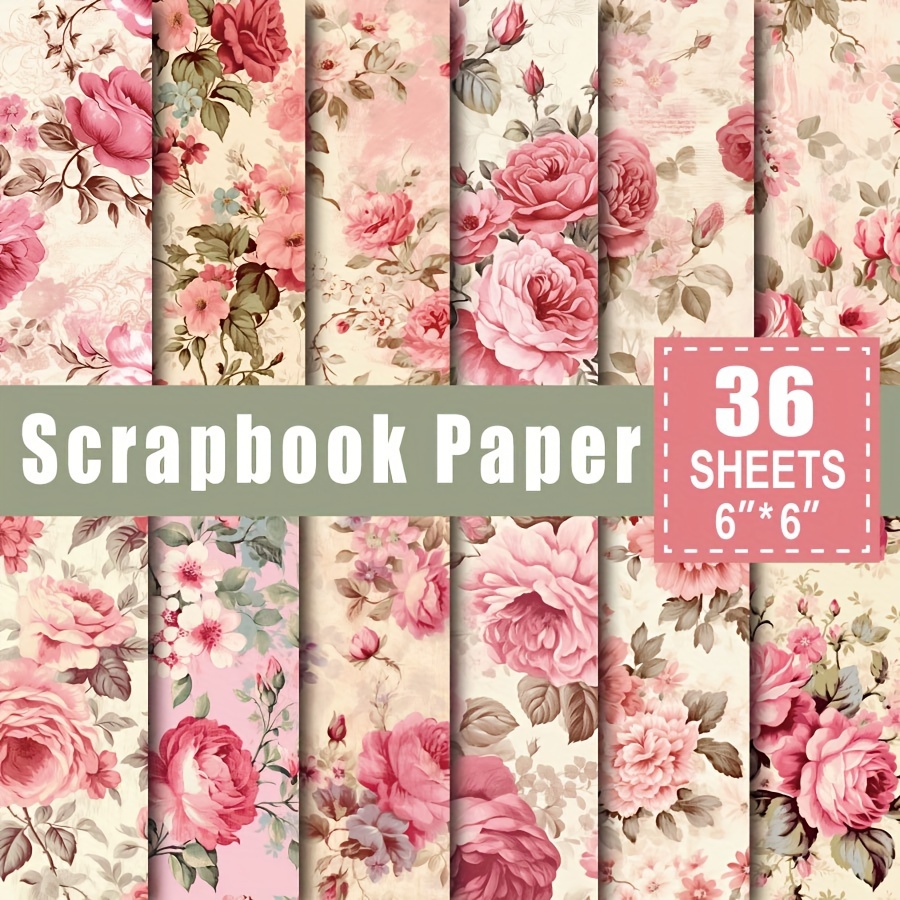 

Pink Rose 02 Scrapbook Paper Pad - 36 Sheets, 6x6 Inch, Artistic Craft Patterns For Diy Card Making & Decorative Backgrounds