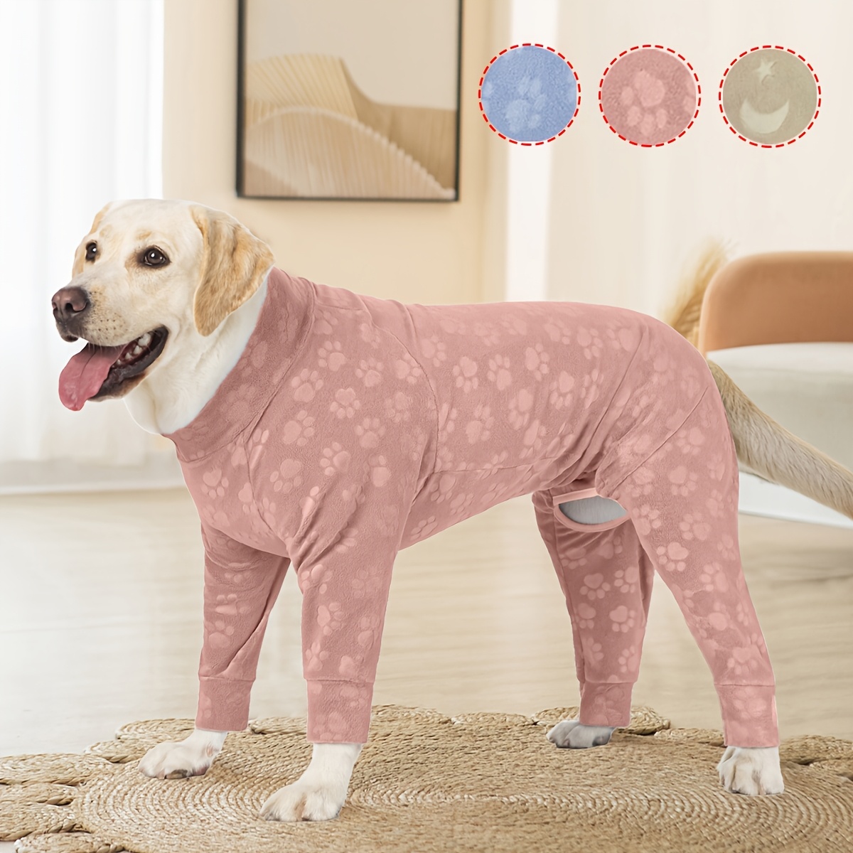 

Cozy Paw Print Dog Pajamas For Medium & Large Breeds - Soft, Warm Recovery Suit With For Labrador, Rottweiler, Beagle - Machine Washable