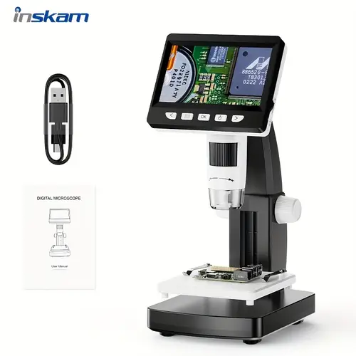 digital microscope 4 3 inch lcd usb battery dual purpose coin microscope 1080p coin magnifying glass with 8 adjustable led lights pc view compatible with computers used for educational research circuit board maintenance