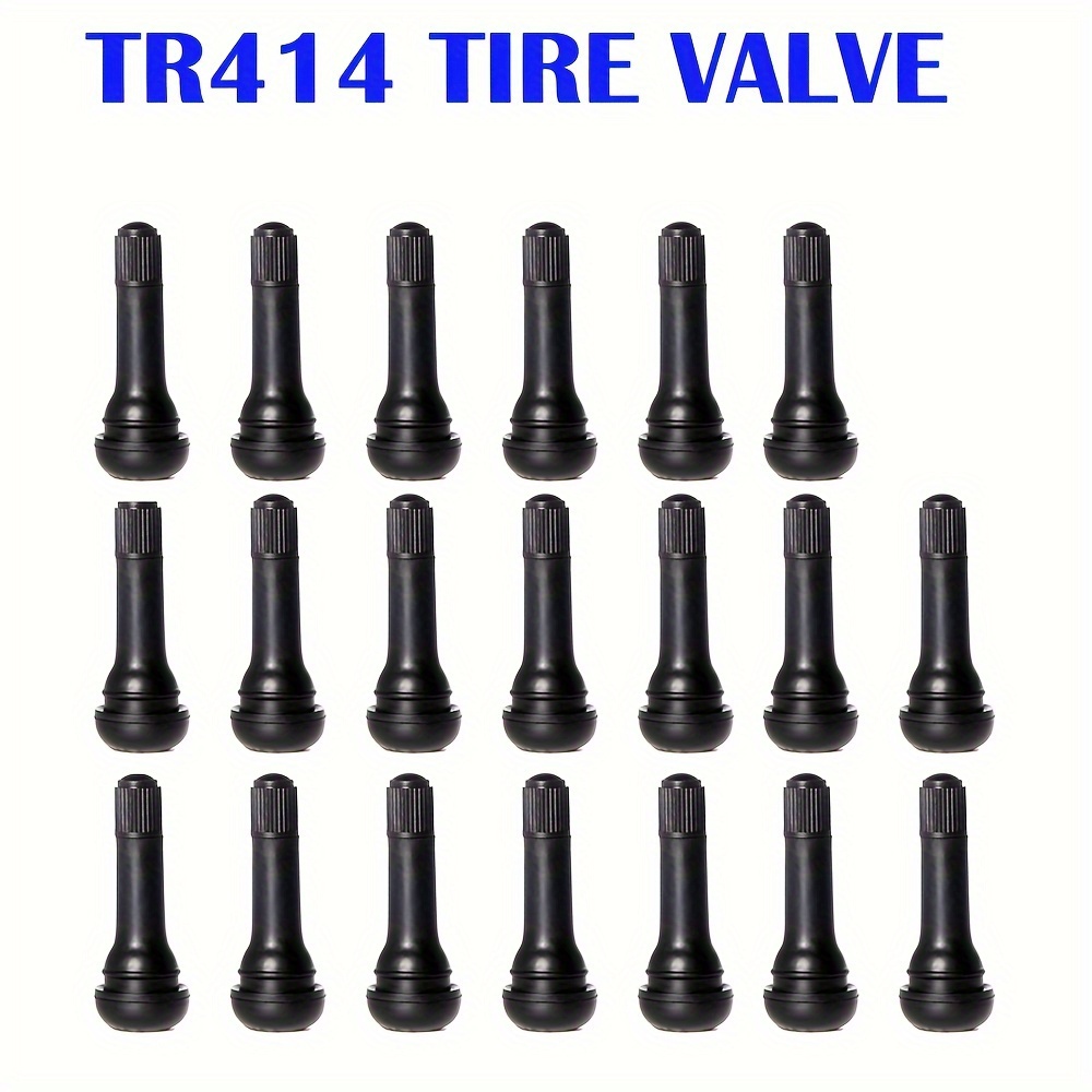 

20pcs Tr414 Black Rubber Snap-in Tire Valve Stem Upgraded Tubeless Tyre Valve Stems For 0.453 Inch 11.5mm Rim Holes On Standard Vehicle Tires Aluminum Alloy Material