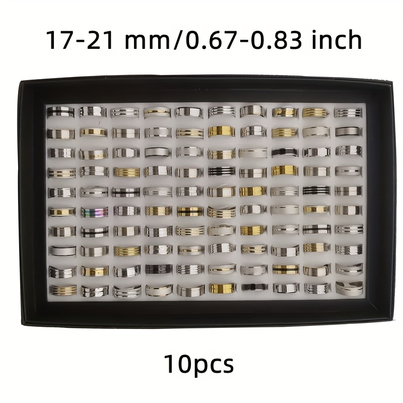 E-shop 10-teiliges Schmuckset für Herren, modische gestreifte Ringe, gemischte Stile, zufälliger Versand, Ringgrößen 17mm-21mm, Damenringe, Großhandel,