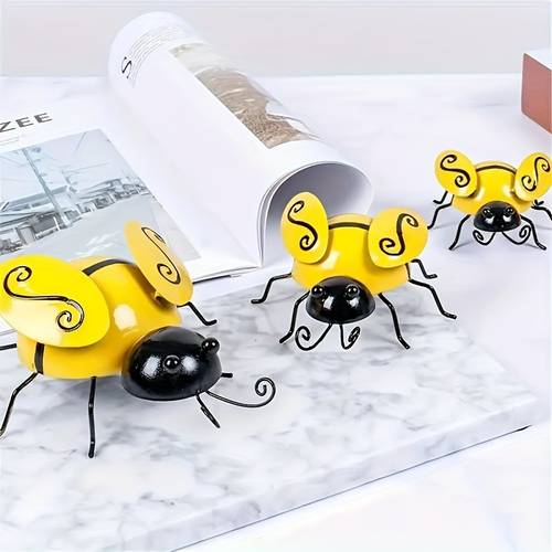 4 bee wall decor three dimensional sculpture decoration outdoor wall decoration garden decoration hotel decoration fence decoration metal statue outdoor decoration ornament
