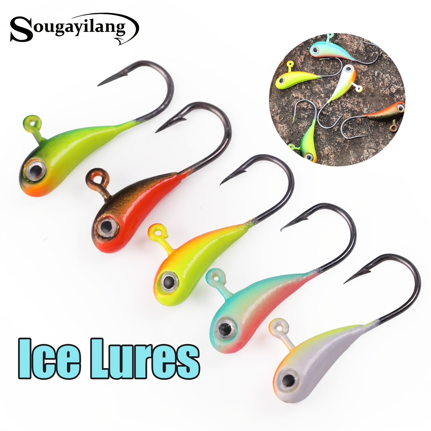 

5pcs Sougayilang Ice Fishing Lures Set, Stainless Steel Jigging Baits For Bass, Catfish, Trout, , , Golden Perch - Ideal For Ramadan, Thanksgiving, Christmas, New Year,