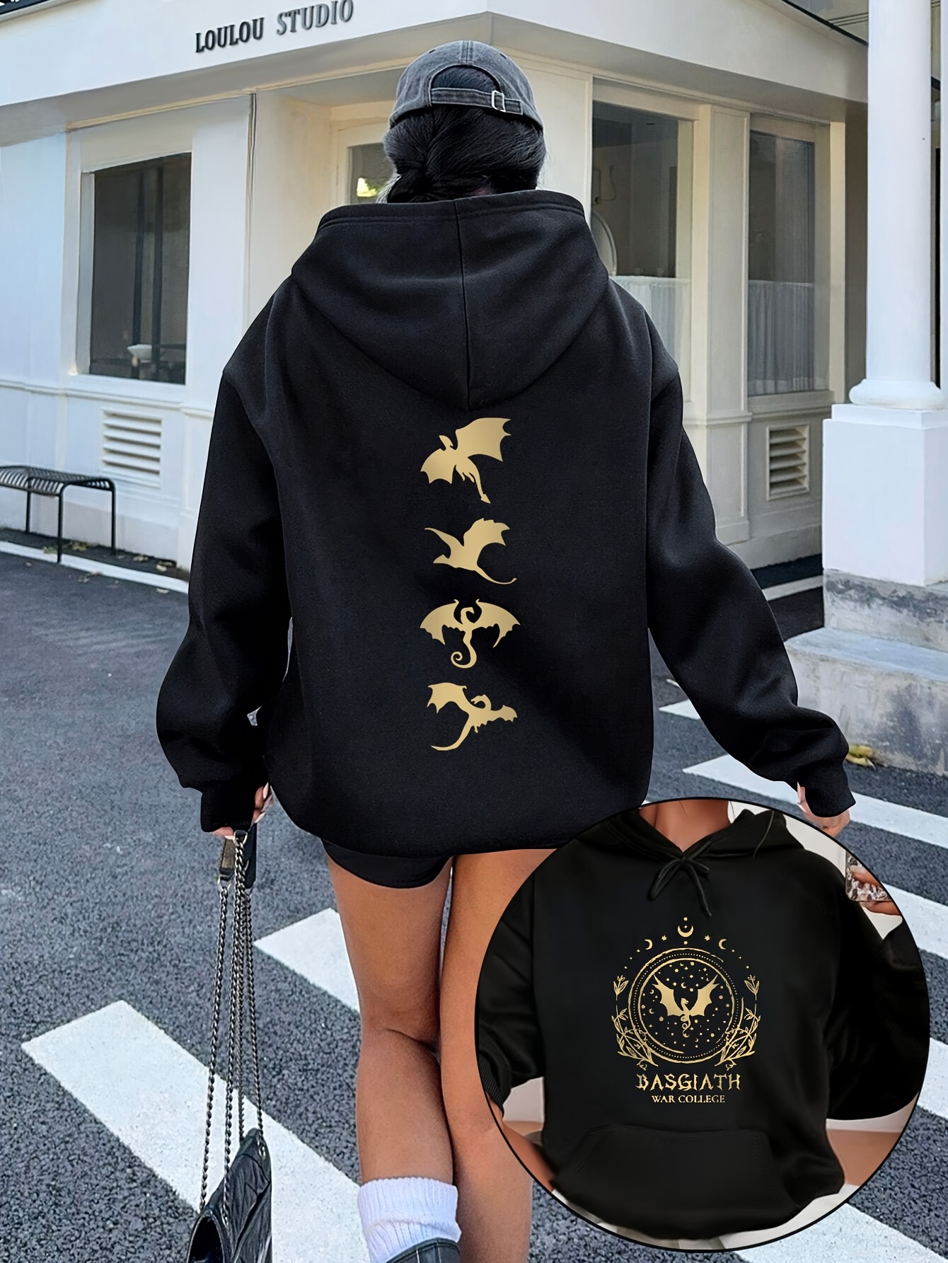 今季rurumu:/collage printed layered hoodie college bookish 4th wing monogram print - Temu Canada