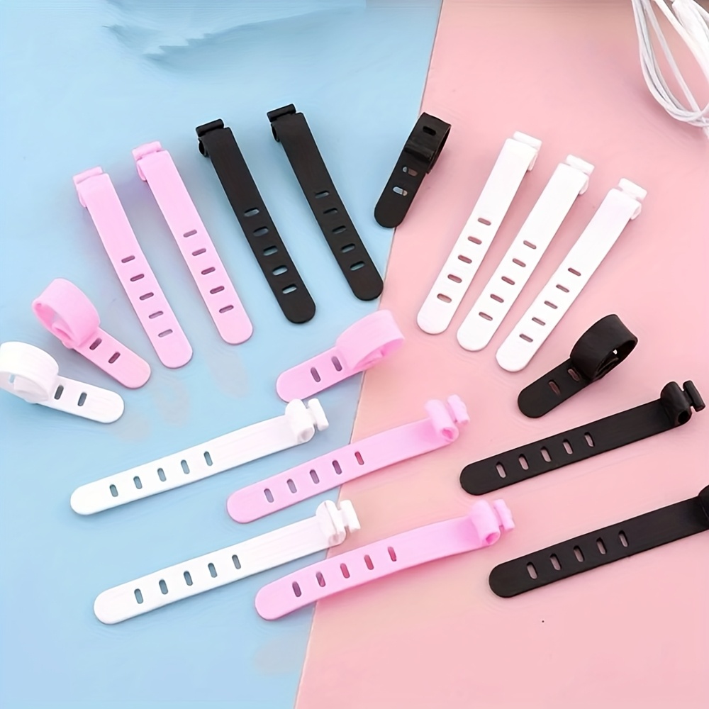 24pcs Silicone Cable Ties With 5-hole Design, Portable & Durable For Data & Headphone Cables, Secure Hold For Home, Office Use, Cable Ties For Organizing, Home Organization