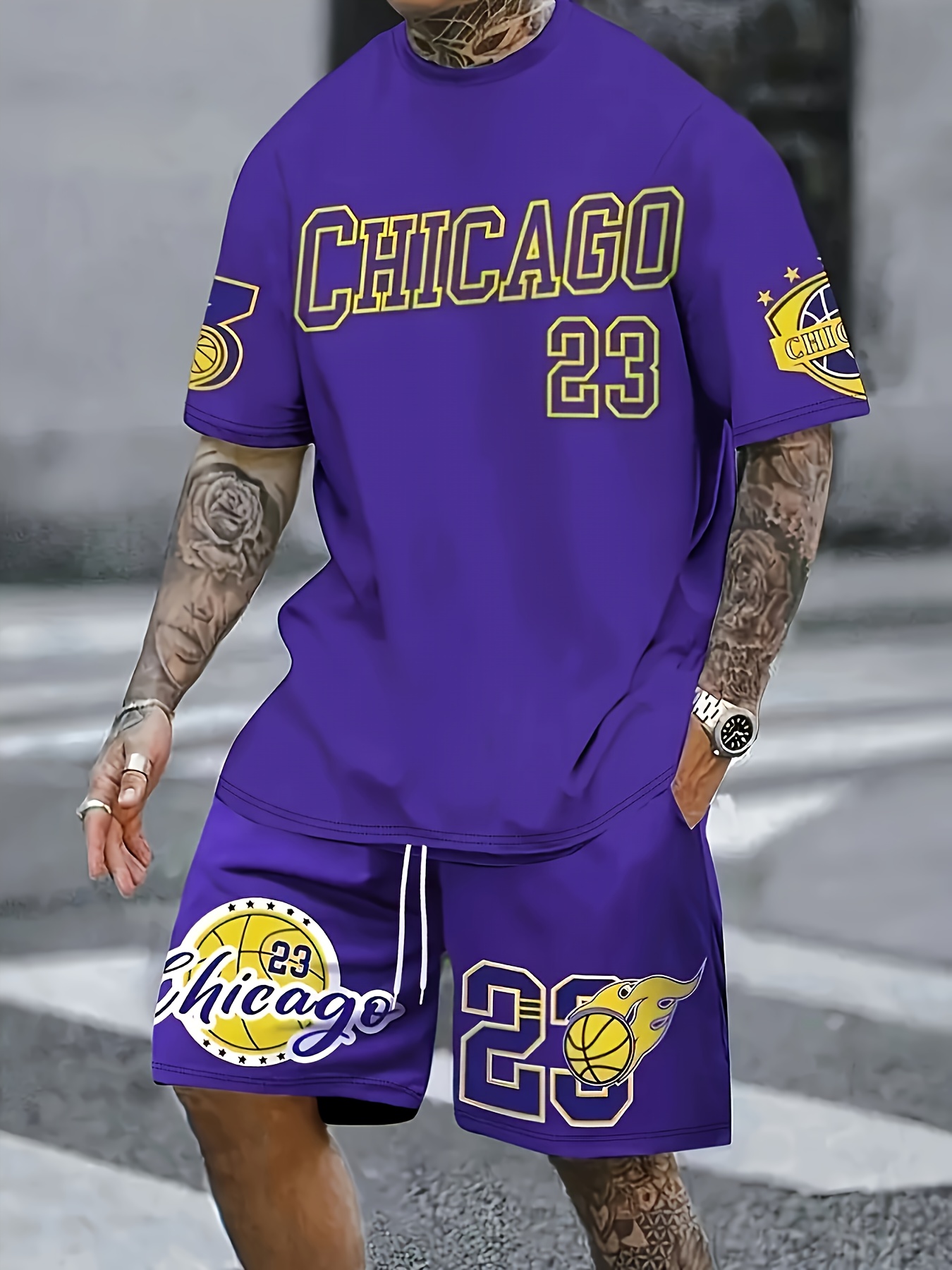 conjunto camiseta pantalones cortos estampado baloncesto Temu