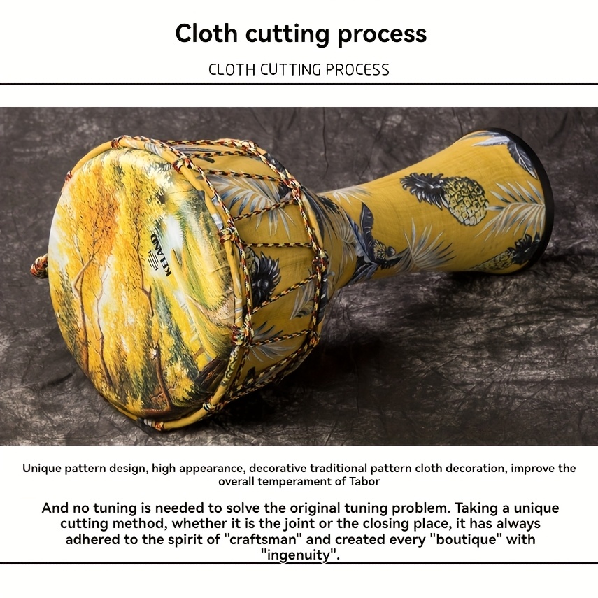 Keland African Drum - Lightweight Hand Drum with Vibrant Yellow & Design, Tuning-Free Modern Material, Excellent Bass, Midrange & Treble, Perfect for Rhythm Practice