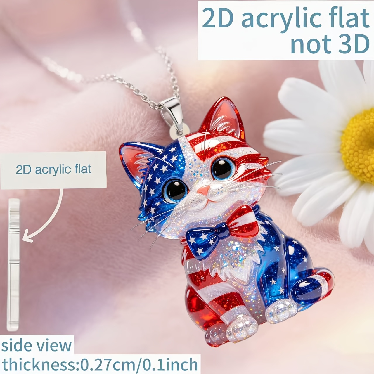 Kitten Love Heart Pendant Necklace, Unisex Gift