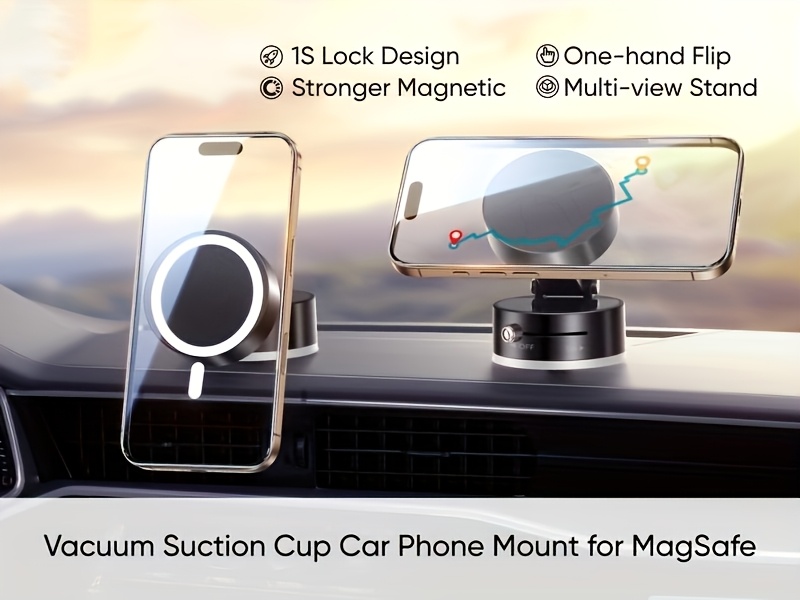 vacuum magnetic phone holder suitable for home car kitchen bathroom stable and secure modern phone stand universal   clip for all models hands free driving safety details 0