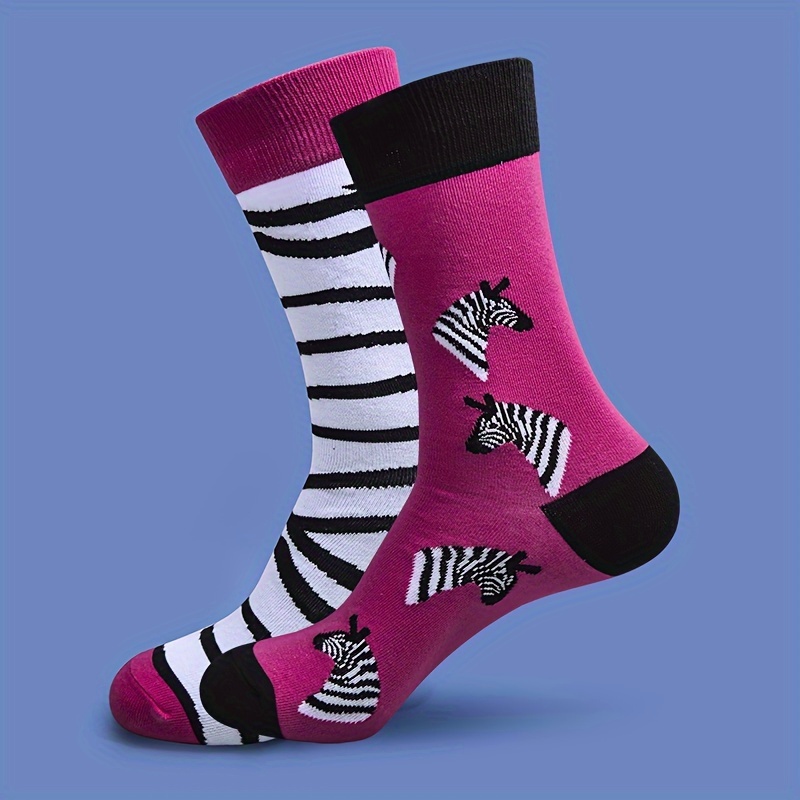 

Zebra Print Socks, Novelty & Breathable Ab Style Mid Tube Socks, Women's Stockings & Hosiery