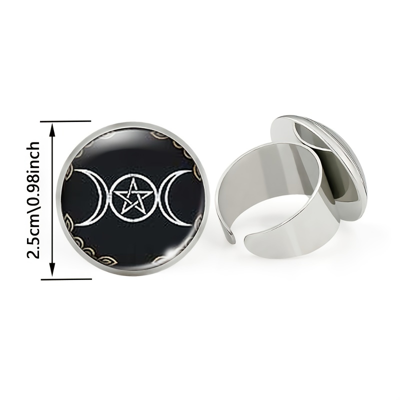 Women's Adjustable White Fashion Ring with Mysterious Three Phase Design