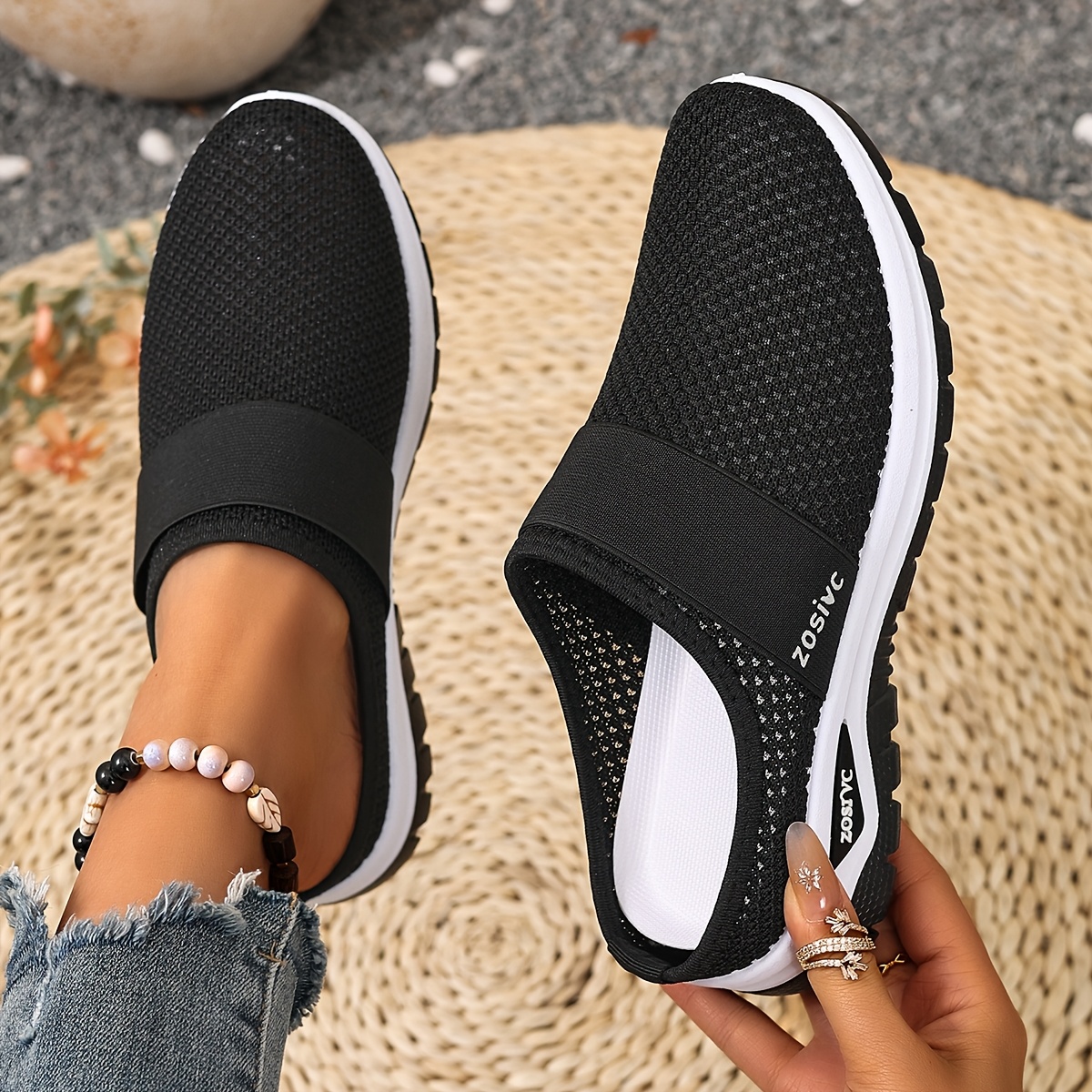 TEMU Women's Casual Sports Half-shoes, Fashionable Solid Color Breathable Sports Shoes, Women Shoes, Sneakers