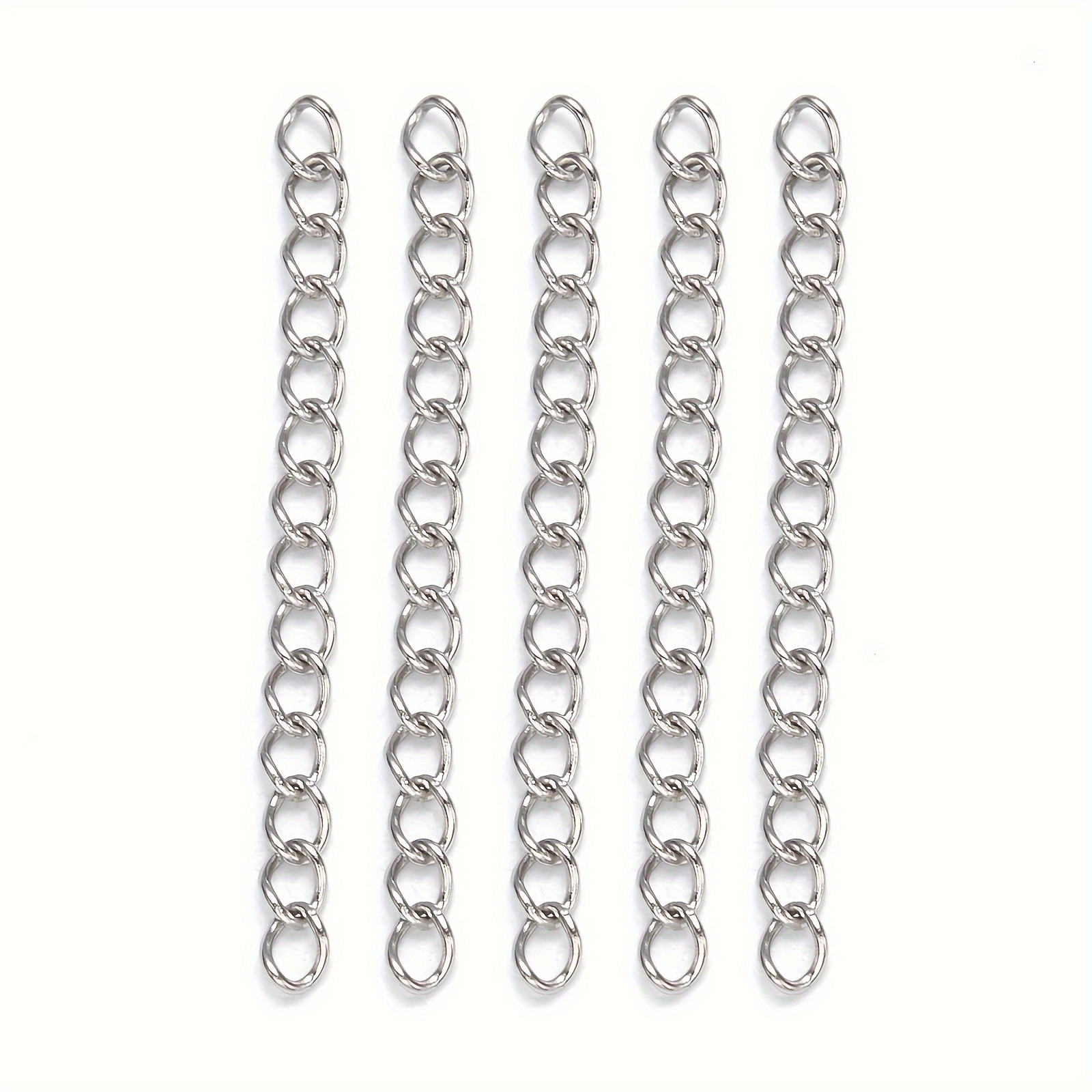 200pcs Set 304 Stainless Steel Extension Tail Chains For Jewelry Making, Necklace Bracelet Anklet Crafting, Durable Lobster Clasp Chain Links, Suitable For Production Of Necklaces And Bracelets