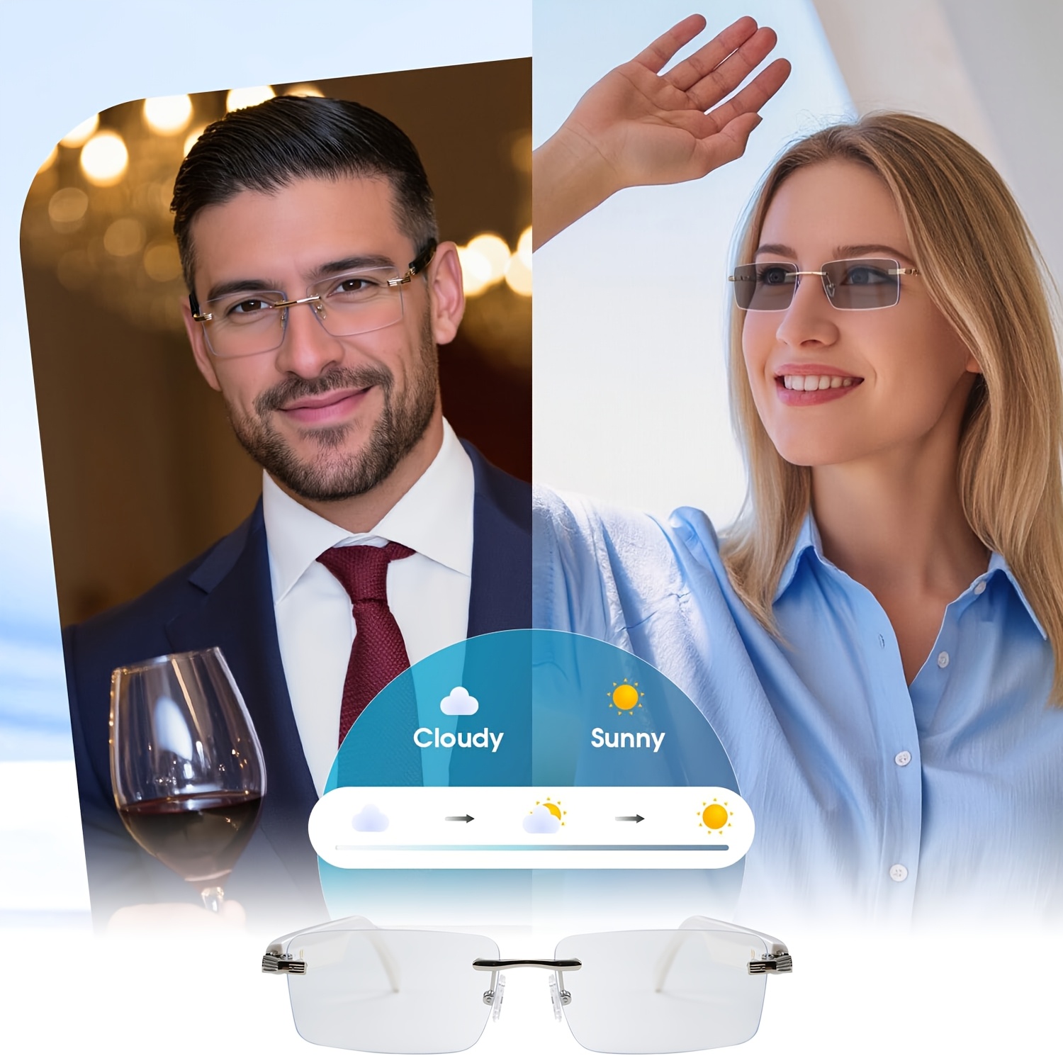 New Smart Glasses with Auto-tinting Lenses That Automatically Transform into Fashion Glasses in Sunlight. Built-in Microphone and Speaker for HD Voice Calls and HiFi Music Quality. Smart Audio Glasses, Ideal for Sports, Driving, Fishing, and Daily