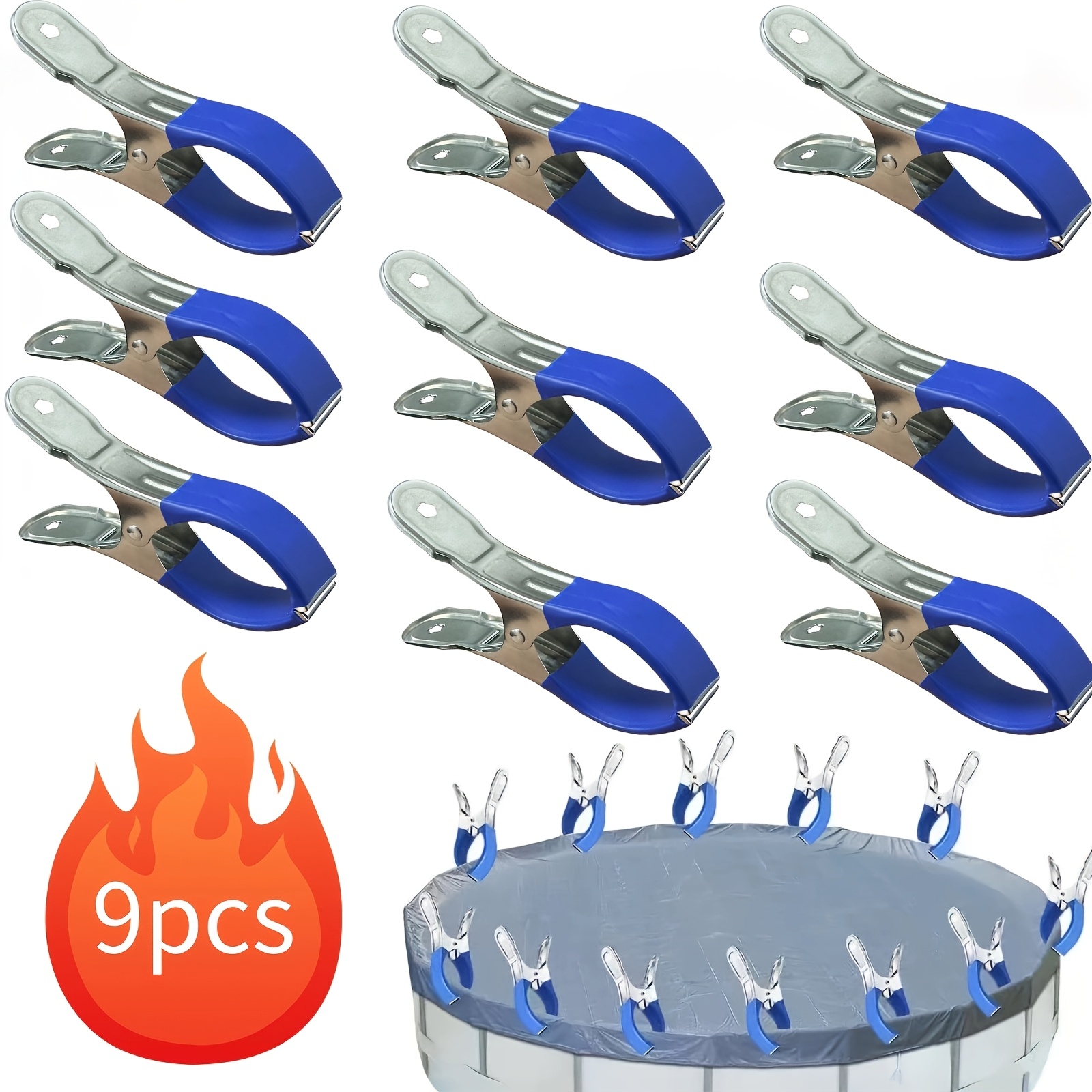 9-pack Pool Cover Clips, Windproof Clamps For Above/in-ground Pools – Secures Pool Covers, For Hanging Clothes, Quilts – Durable, Multi-use