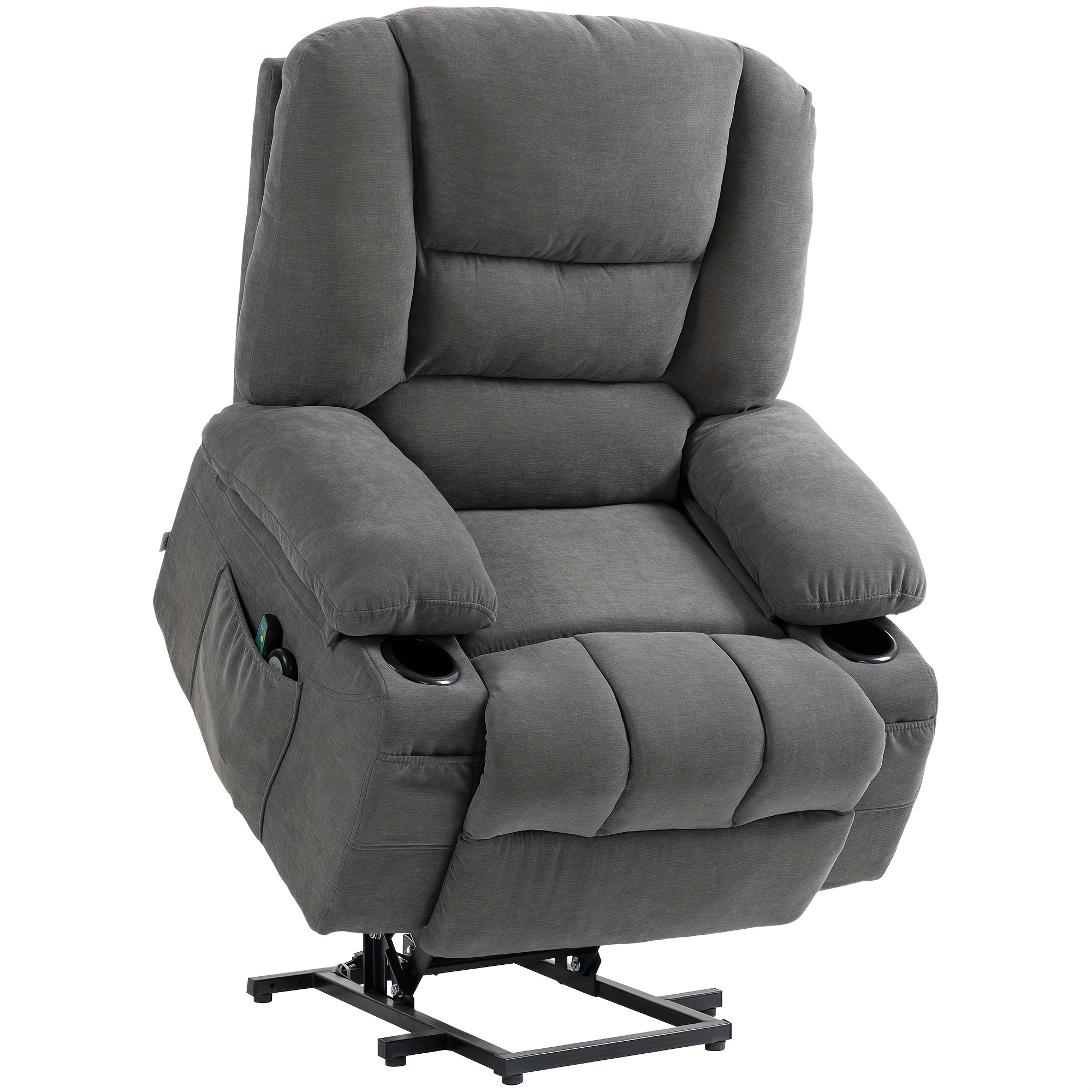 

Homcom Recliner Chair Sofa With Vibration Massage And Heat, Fabric Lift Chair For Elderly, Massage Recliner Chair With Remote Control, Side Pockets, Quick Assembly, Charcoal Gray