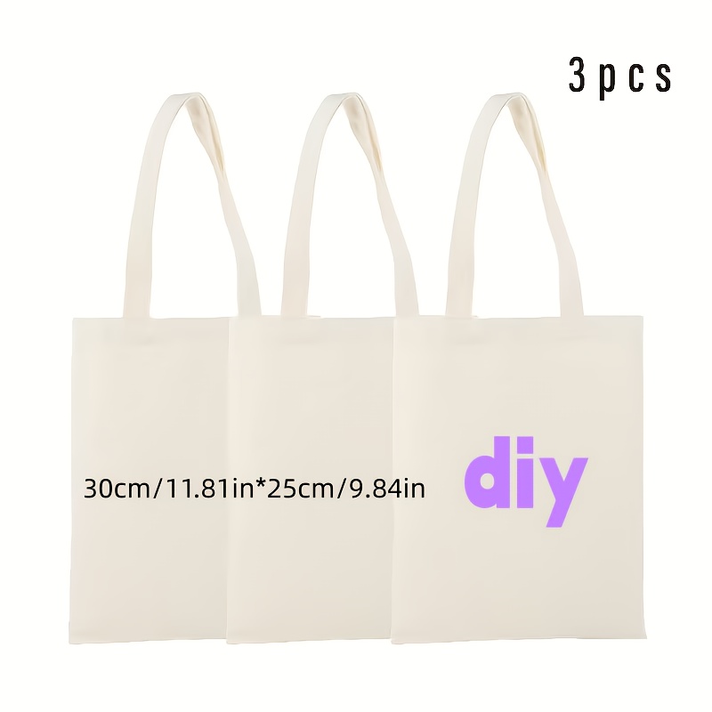 TEMU 3pcs Fashionable Tote Bags, Plain Canvas Bags, Large Capacity Multi-functional Single-shoulder Shopping Bags, And Easy Single-shoulder Canvas