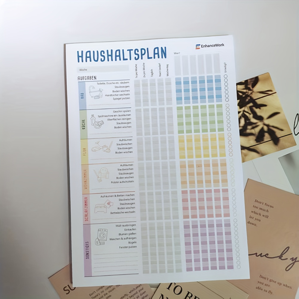 E-shop Haushaltsreinigungsplan Buch/Reinigungsplan, geeignet für Familien oder Wohngemeinschaften/50 Exemplare/Buch (Deutsch)